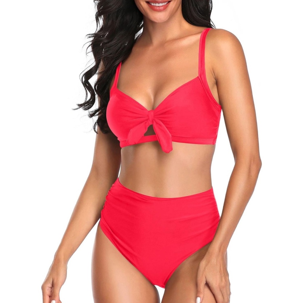 Tempt Me Tie Knot High Waisted Bikini Set
